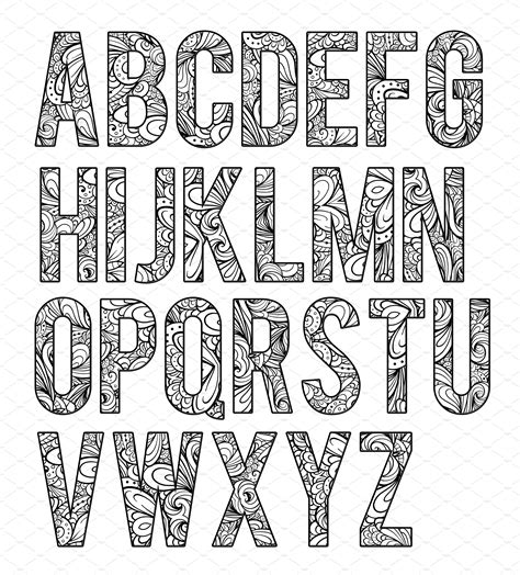 Coloring Letters of the Alphabet B2 | Lettering alphabet, Doodle art ...