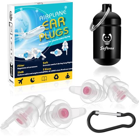 Amazon.com: Softvox Airplane Ear Plugs 2 Pairs, Prevent Ear Pain Pressure Equalizing Earplugs ...