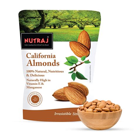 Nutraj 100% Pure Premium Raw California Almonds 250g Pack Dried ...