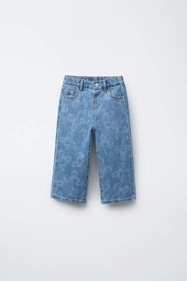 BOW PRINT CULOTTES JEANS - Blue | ZARA India