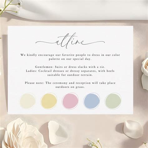 Elegant Wedding Attire Dress Code Color Palette Enclosure Card | Zazzle | Dress code wedding ...