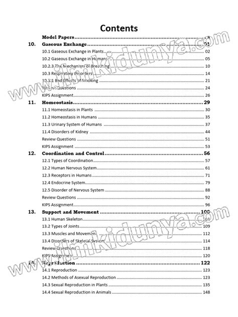 Image result for Science Class 10 Table of Content