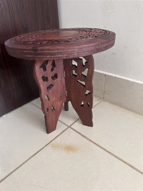 SI Creation Wooden Hand-Crafted Folding Side Stool for Living Room and ...