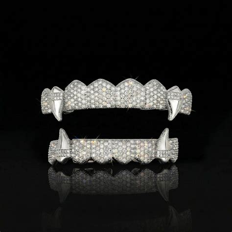 Iced Out Vampire Fangs Grillz Set - GRILLZ | Helloice