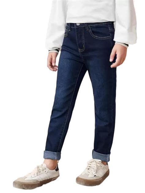 Buy KICKCUBE Boy's Solid Cotton Slim Fit Jeans | Mid Rise Denim Pant ...