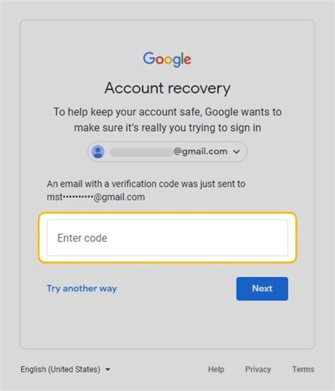 Image result for Gmail Verification Code Password Recovery