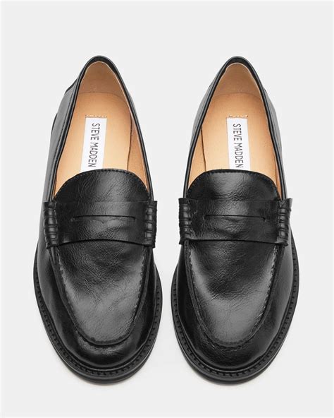 MADISON Black Leather Penny Loafer | Women's Designer Loafers | Womens ...