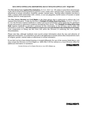 Fillable Online MULTIPLE DWELLING REPORTING RULE TENANT/APPLICANT ...