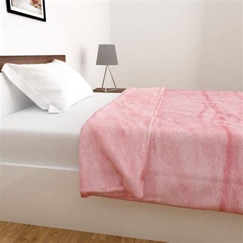 Buy Colour Connect Peach Solid Flannel Single Blanket - 200x135cm from ...