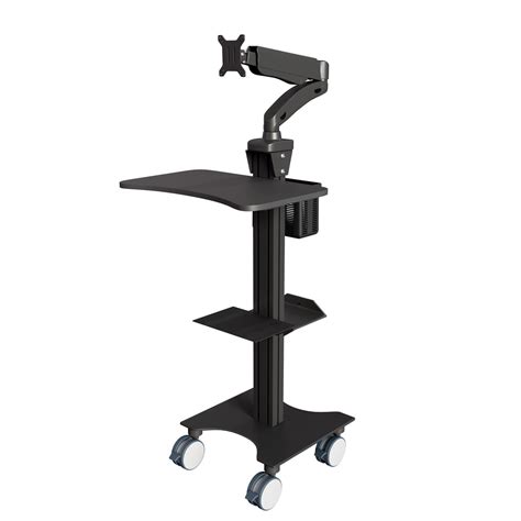 Sit Stand Mobile Workstation with Gas Spring Arm and Keyboard Tray, Op ...