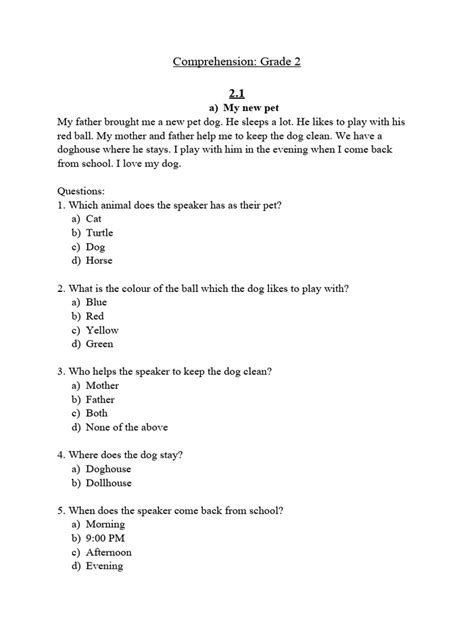 Image result for Comprehension for Class 2