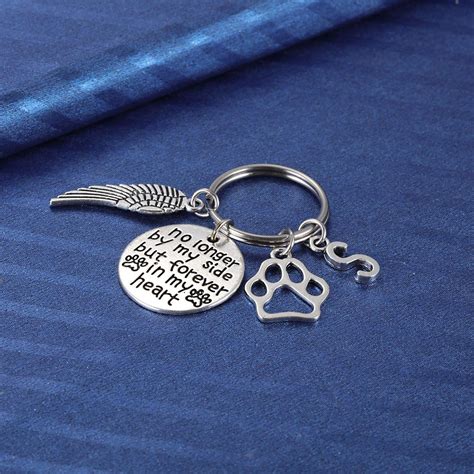 Buy Dog Cat Memorial Keychain Initial Paw Prints Sympathy Keyring for ...