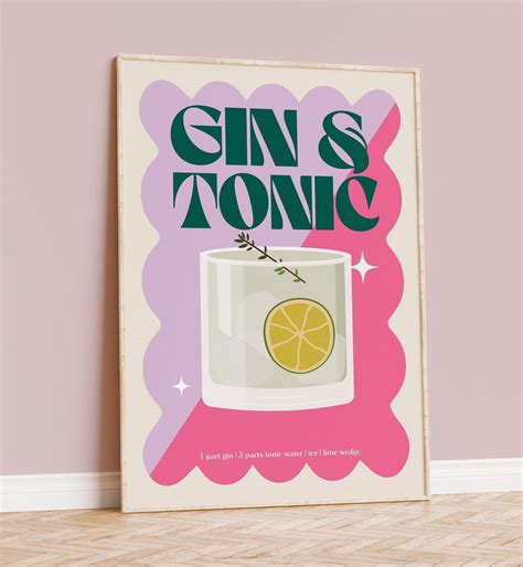 Gin & Tonic Cocktail Print | Unique Wall Art from Moonshine Prints | Gin and tonic, Digital art ...