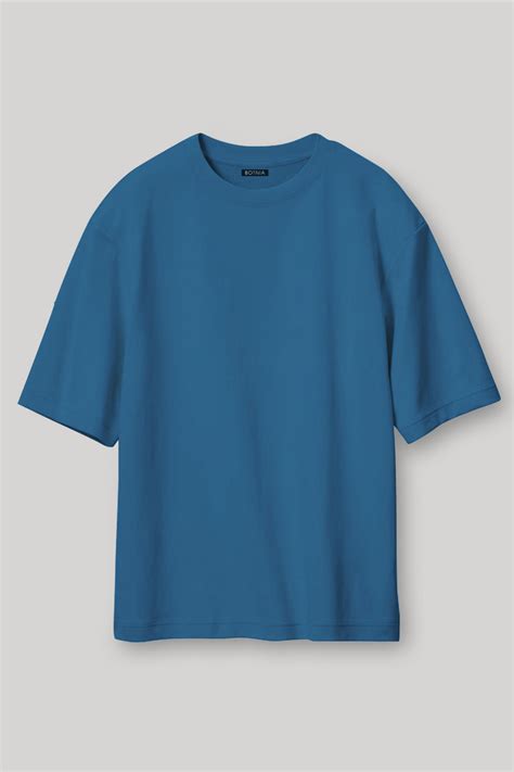 Shop Teal Blue Printed Blue Oversized T-Shirt Online - Botnia