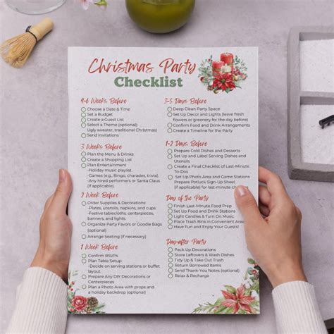 Christmas Party Checklist Printable, Menu Planner, Potluck Sign-up ...