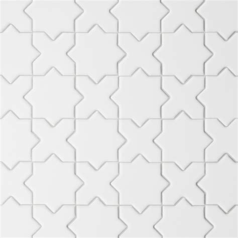 Le Cafe 2" x 2" Cross & Star Matte Porcelain Mosaic Tile in White ...