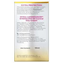 Nivea Luminous 630 Even Glow SPF50 Oil Control Day Cream, 10 ml का ...