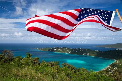 American flag over Magens Bay, St. Thomas U.S. Virgin Islands | Flag ...