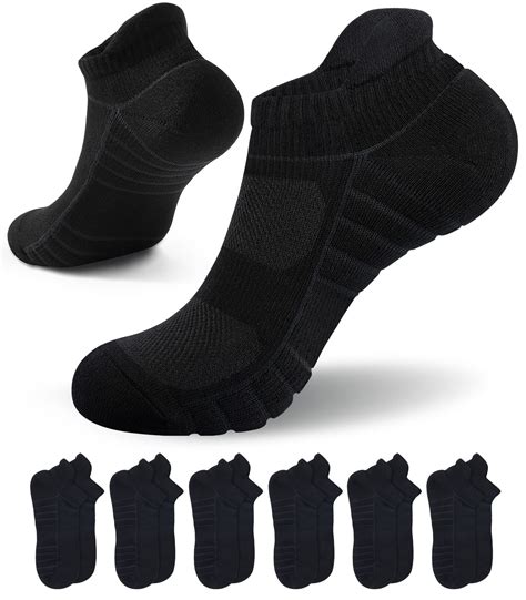 Tmani 6 Pairs Men Socks Cushioned Ankle Durable Cotton Socks Thick Low ...
