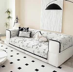 House of Quirk Modern Style Sofa Cover with Fur Ball Chenille Couch ...