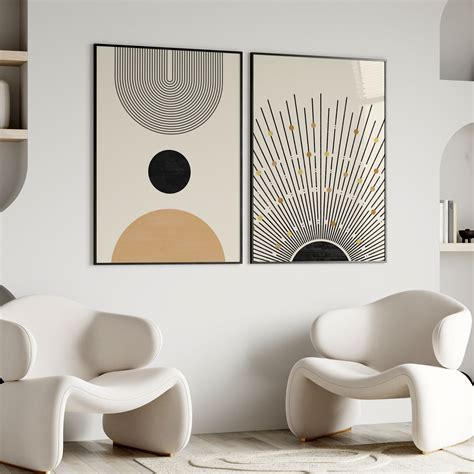 Boho Mid Century Bohemian Art: Buy Set of 2 Paintings – Dessine Art