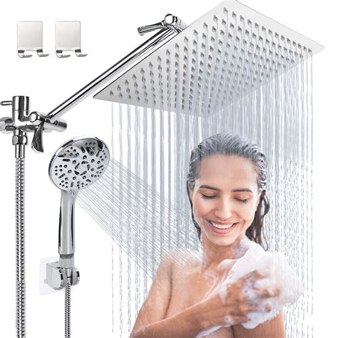Rain Shower Head with Handheld, Lanhado 10'' High Pressure Shower Heads ...
