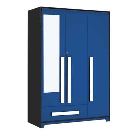 Premium 3 Door Wardrobe in Electric Blue Finish - Buildhub