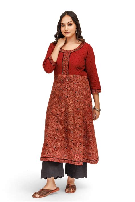 Riwaz Ajrakh Hand Block Print Kurta - Tilohri
