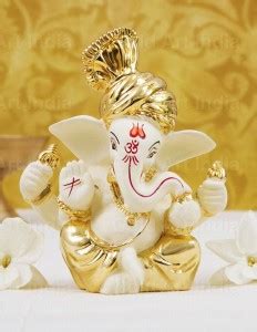 Gold Art India Gold plated Off white Pagdi ganesha 3 Inches (6x4x3 cm ...