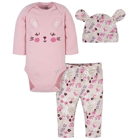 Buy Gerber Baby Girls' 3-Piece Bodysuit, Cap, and Pant Set at Amazon.in