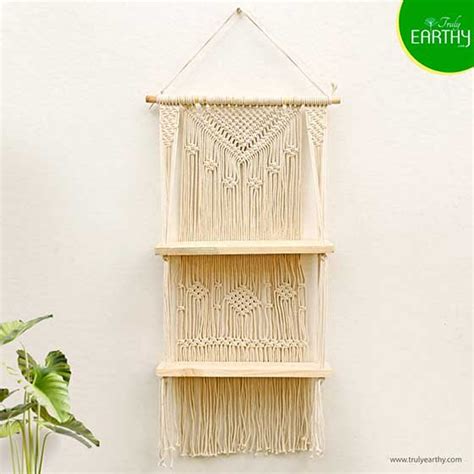 Macramé Woven Rope Bohemian Double Shelves – Truly Earthy