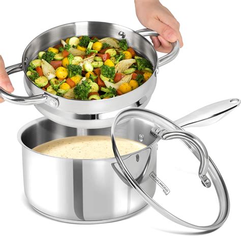 Amazon.com: MICHELANGELO Stainless Steel Sauce Pan with Lid, 3 Quart ...