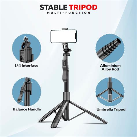 WeCool S5 Selfie Stick with Tripod Stand, 6section Telescopic Pole wit
