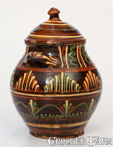 Outstanding Alamance County, North Carolina Redware Lidded Sugar Jar ...