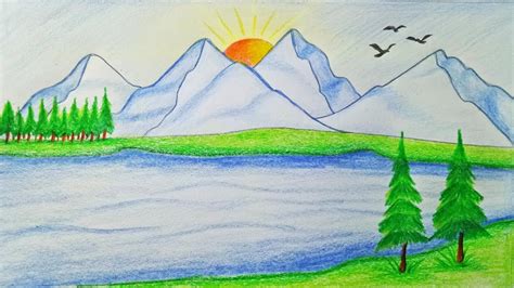 Easy Landscape Drawing For Beginners at PaintingValley.com | Explore ...