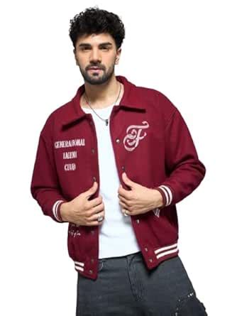 Buy FUGAZEE Maroon Generational Talent Varsity Jacket for Men | All ...