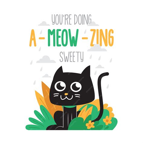 Premium Vector | Cute motivational cat poster