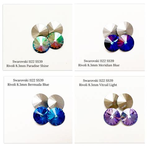 Swarovski Rivoli Chaton 8mm Paradise Shine Meridian Blue Bermuda Blue ...