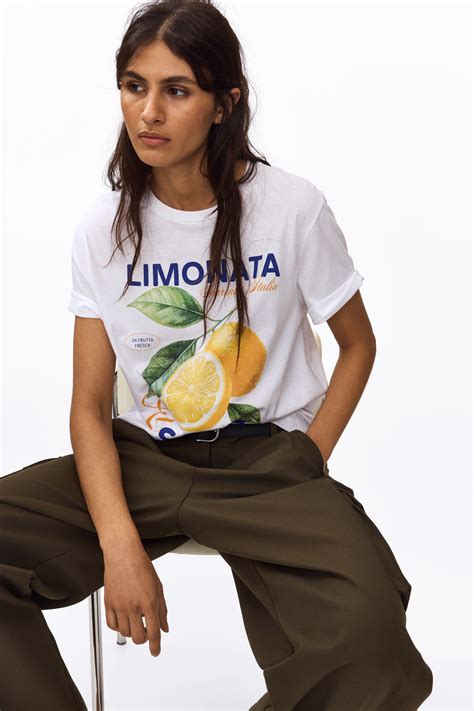 Women's White/Lemons Printed T-shirt | H&M IN