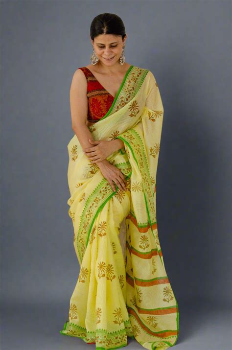 Hand Block Printed Kota Silk Saree. – Chakori Ethnic