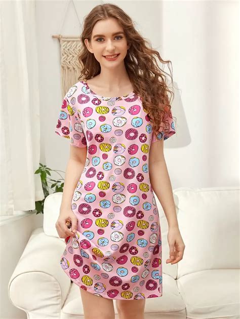 All Over Donuts Print Pajama Night Dress | SHEIN USA