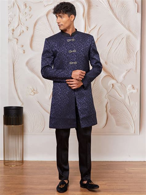 Men Indo Western Set in Navy Blue | VASTRAMAY – vastramay