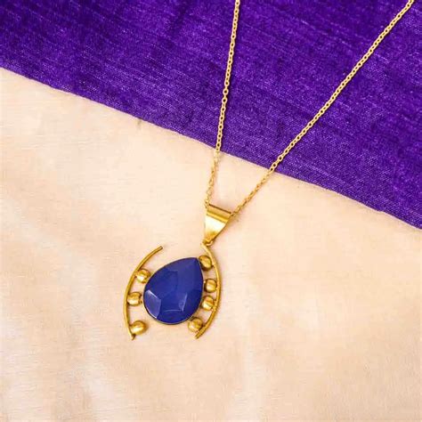 Ornate Blue Stone Pendant Necklace – Discov Accessories