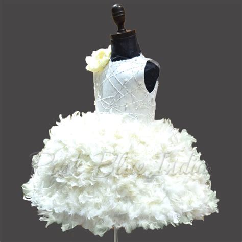 Baby Feather Party Gown - Birthday Dress with Feather