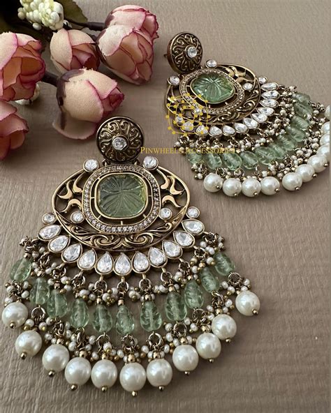 DUSHI HANDCRAFTED STONE CHANDBALI | PinwheelsAccessories