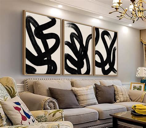 Amazon.com: Framed Wall Art Canvas Set Abstract Lines Pictures Modern ...