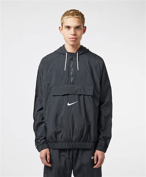 Nike Swoosh Woven Half Zip Jacket in Black for Men - Lyst