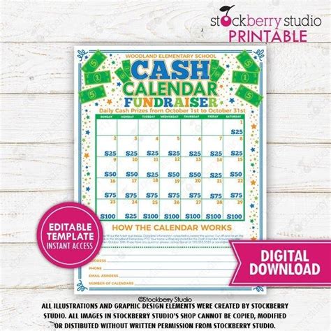 july calendar fundraiser