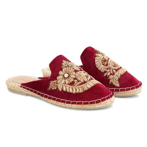 Ottoman Espadrilles Burgundy Flat for Marriage-PariPari Life