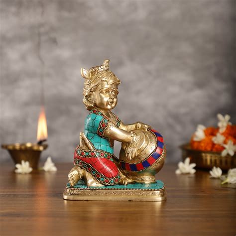 Buy Brass Bal Gopal Makhan Chor 7" - Budhshiv.com
